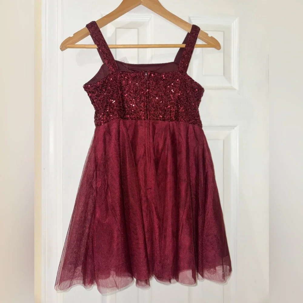The Children’s Place Girls Size 10 Burgundy Sequin Tulle Party Dress NWT